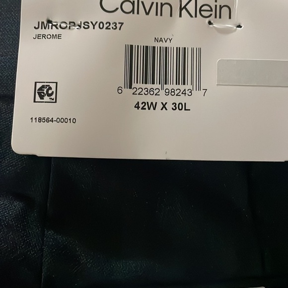 Calvin Klein pant Mens Navy slim wrinkle resistant stretch bottom New Sz 42Wx30L - Picture 4 of 10